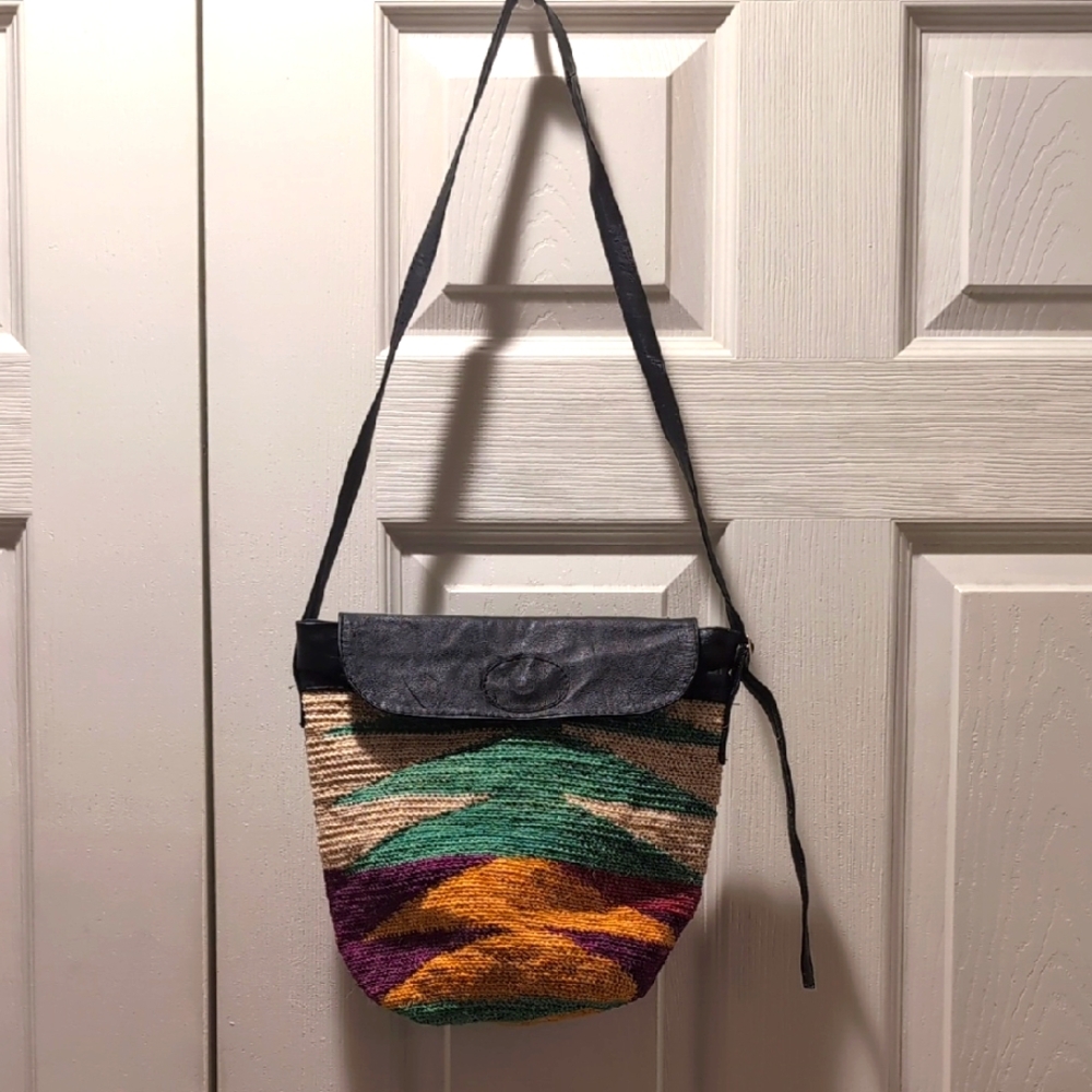 Multicolor Woven Shoulder Bag